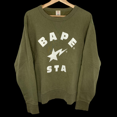 BAPE | OG Bape Sta Logo Crewneck Sweatshirt (Olive) | M