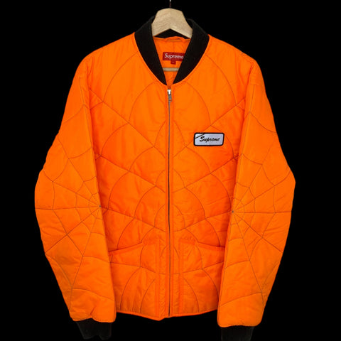 SUPREME | ‘19 Spider Web Quilted Bomber Jacket (Orange) | L