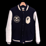 BAPE x STUSSY | Survival Of The Fittest Varsity Jacket (Black) | M