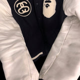 BAPE x STUSSY | Survival Of The Fittest Varsity Jacket (Black) | M