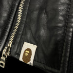 BAPE | Jacquard Camo Lined Leather Bomber Jacket (Black) | M