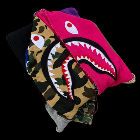 [DS!] BAPE | Crazy Color Block Full-Zip Shark Hoodie | L