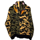 [DS!] BAPE | Split 1st Camo Full-Zip Shark Hoodie (Green/Yellow) | L