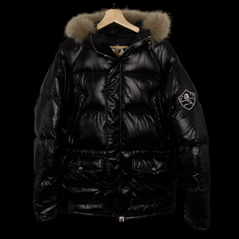 BAPE | MOUNTAIN FOOT Fur Hooded Down Jacket (Black) | XL