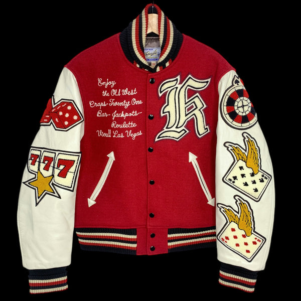 Whitesville Letterman スタジャン 38 Whitesville Varsity Jacket Men's Letterman Jacket Melton x Leather