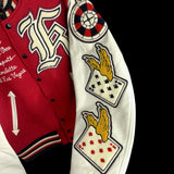 WHITESVILLE | "KING 8 CASINO" Varsity Jacket (Red) | 38 (M~L)