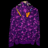 [DS!] BAPE | 2009 Fire Camo Full Zip Shark Hoodie (Purple) | M