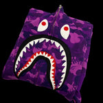 [DS!] BAPE | 2009 Fire Camo Full Zip Shark Hoodie (Purple) | M