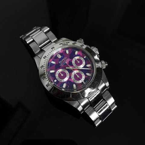 BAPE | BAPEX TYPE 3 Watch (Purple Camo/Silver)