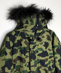 BAPE | Fur Hooded 1st Camo Down Bomber Jacket (Green) | L