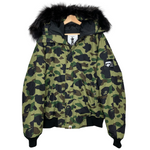 BAPE | Fur Hooded 1st Camo Down Bomber Jacket (Green) | L