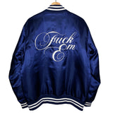 NEIGHBORHOOD | "FUCK EM" Satin Baseball Jacket (Blue) | L