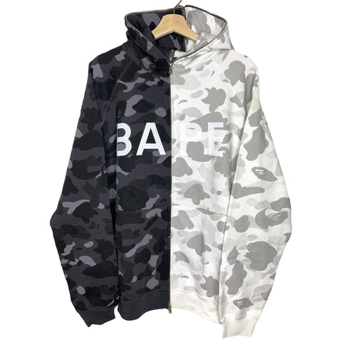 BAPE | OG Split Camo Full Zip Hoodie (Black/White) | L